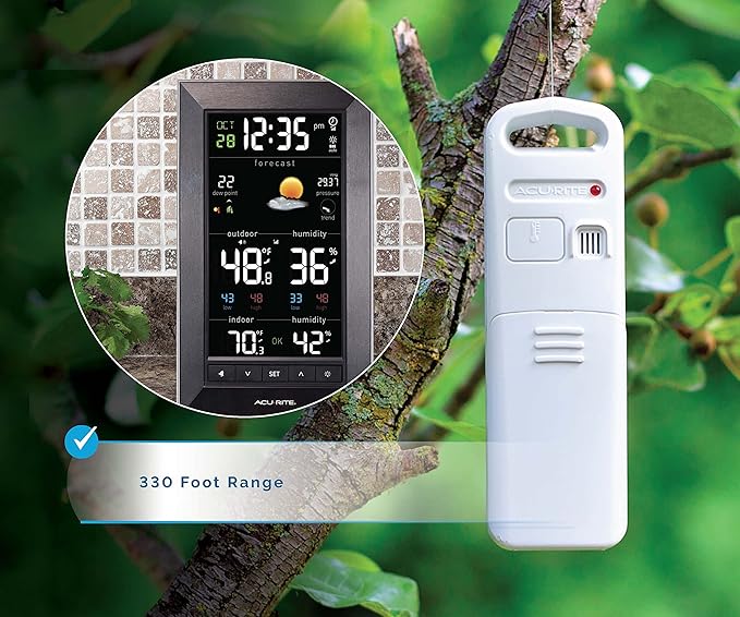 AcuRite Digital Vertical Weather Forecaster with Indoor/Outdoor Temperature, Humidity, and Date and Time (01121M), Black (Pack of 4)