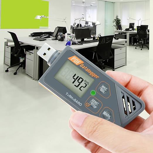 USB Temperature Data Logger Recorder for Temperature Humidity and Atmospheric Pressure, IP65 Waterproof Temperature Logger with PDF and CSV Reports High Accuracy
