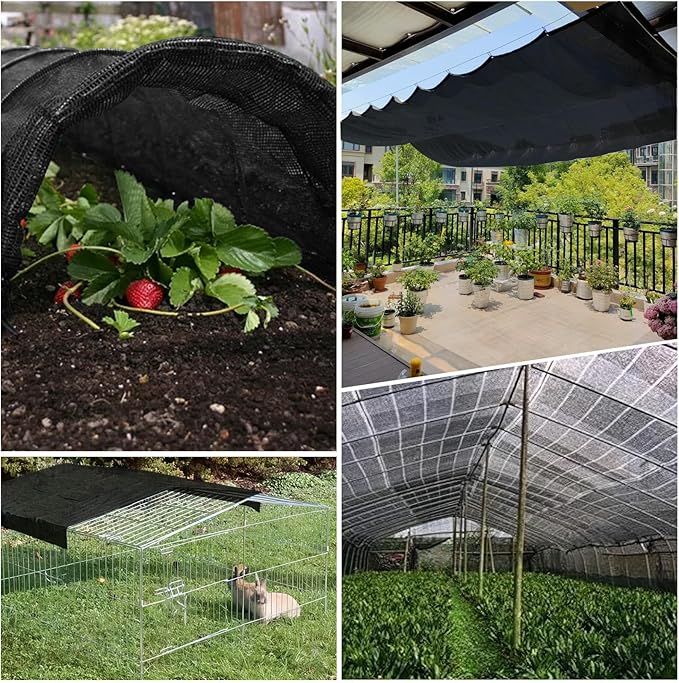 LOVE STORY 20x20FT 90% Black Garden Shade Cloth, Sun Shade Cover Net Mesh Tarp with Grommets, Sunblock Net for Garden,Greenhouse,Plants and Patio