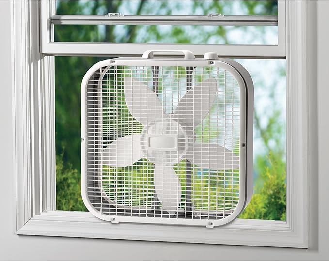 20 Inch Box Fan, 3-Speed Settings, All-Season Cooling for Home, Garage & Basement, Durable Weather-Resistant Motor, Easy-Carry Handle, Energy-Efficient Air Circulator
