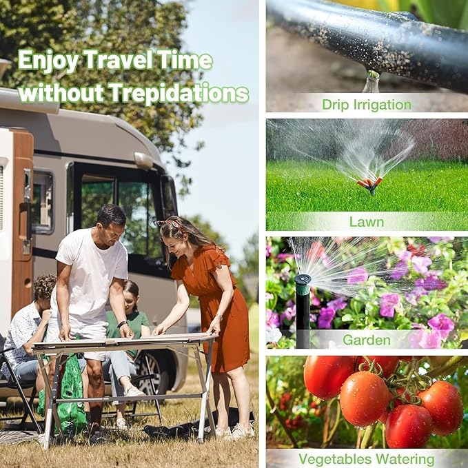 Smart Water Hose Timer Sprinkler Timer with 2 Outlet, Automatic Irrigation System Controller for Lawns and Yard, Compatible with Alexa