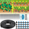 Pawfly Drip Irrigation Kit, Quick-Connect 100 ft. Drip Irrigation System with 1/4" Tubing Drippers and Accessories Plant Watering Devices for Greenhouse Lawn Patio Flower Bed