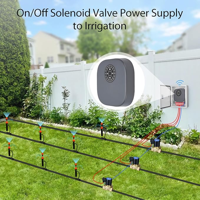AUNMAS WiFi Irrigation Timer, Smart Sprinkler Controller with Rain Delay for Garden Lawn Watering System, 16 Zone Bluetooth (US Plug 120V)