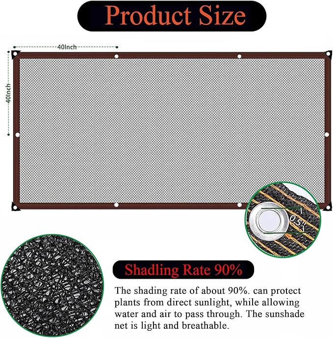 Shade Cloth - Garden Shade Mesh Netting with Grommets Outdoor Sun Shade Cover for Pergola Patio Plants Greenhouse Chicken Coop Black Shading Rate 70% -90% (3X12FT)