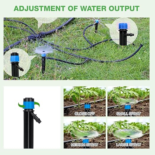 Drip Irrigation System, Push-to-Connect Adjustable Irrigation Set for Garden, Raised Beds Complete Garden Watering System 1/4” Emitters and 59ft Flexible Tubing, Quick Connectors (59)