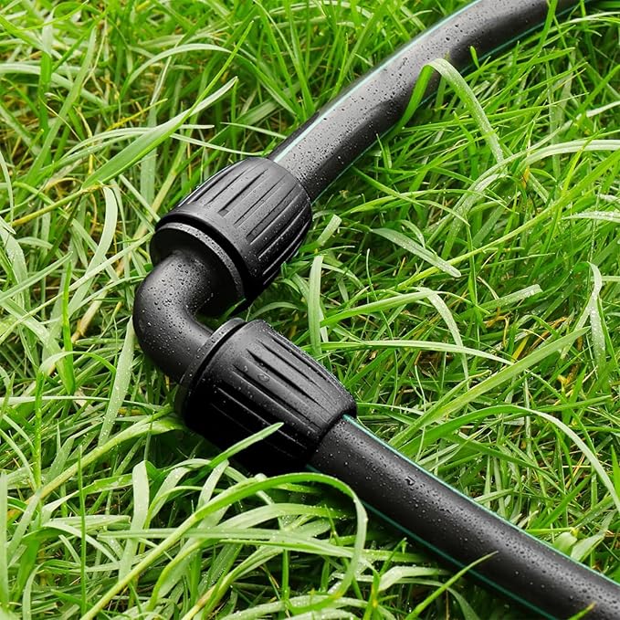 Gardrip Drip Irrigation Fittings for 1/2 Inch Drip Tubing (1/2" ID x 0.65" OD)：1/2'' Drip Line 90 Degree Elbows Anti-drop Locked Nut Barbed Elbow Connectors Garden Irrigation System Parts (10 Pack)