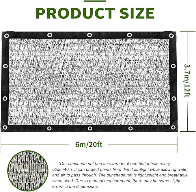 Aluminum Shade Cloth -for Car,90% Heat Reflective Tarp Sunblock Neting,Durable Mesh Tarp with Grommets,Shade Cloth for Garden,Outdoor Pergola,Chicken Coop and Dog Kennel(Silver)