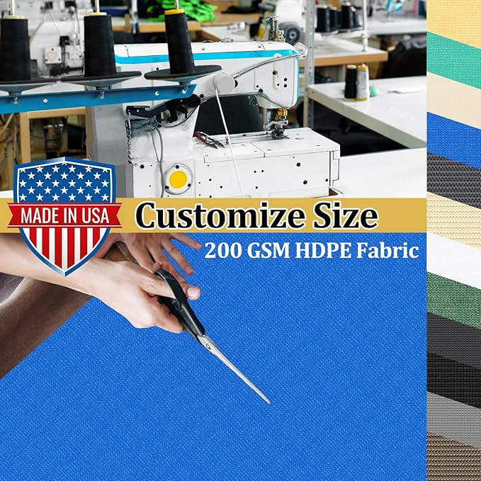 Shade&Beyond Customized Size 8' X 9' Shade Cloth with Grommets, 90% UV Protection UV Protection Mesh Tarp Sun Screens for Patio GN04, Blue