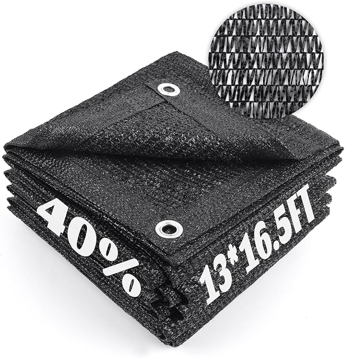 Cool Area 40% Sun Shade Cloth Mesh Tarp with Grommets for Plant Cover 13x16.5ft Patio Canopy Garden Pergola Greenhouse Car Barn Kennel Black