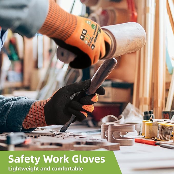 Schwer ProGuard Highest Level Cut Resistant Work Gloves PR3326 for Extreme Protection，ANSI A9 Cut Gloves with Reinforced Thumb, Non Slip, Durable, Touch-screen, Orange 120 Pairs, M