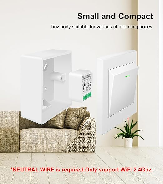 1CH Dry Contact WiFi Relay Switch Module,DC 12/24V AC 100-240V,Tuya Smart Life app,Compatible with Alexa,Google Home