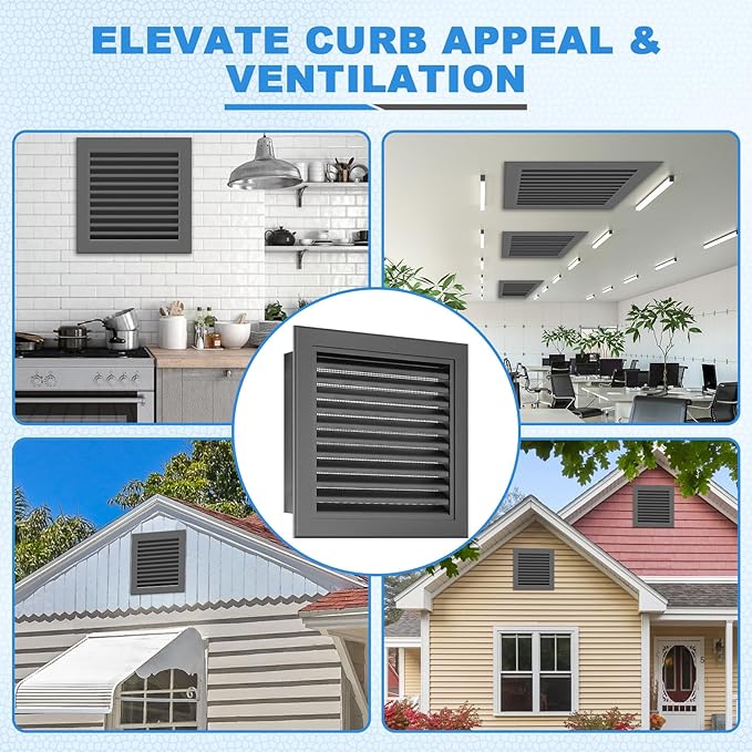 18"x18" Gable Vent with Screen – Large Shed Vent for Attics, Gables, and Exterior Walls – Durable Aluminum Louvered Vents with 16"x16" Opening Gray