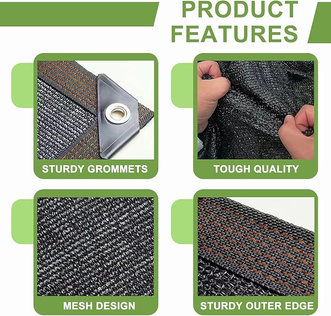 DGSL 40% Shade Cloth Greenhouse Shade Cover with Grommets - 20Ft x 20Ft Mesh Tarp for Pergola, Patio Plants, Chicken Coop, Garden, Outdoor, Backyard