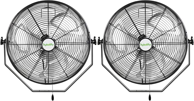 20 in. Industrial Wall Mount Fan, 4600 CFM 3-Speeds High Velocity Fan with Sealed Motor, Heavy Duty Metal Barn Fans for Garage, Workshop and Warehouse, 2 Pack, UL Listed