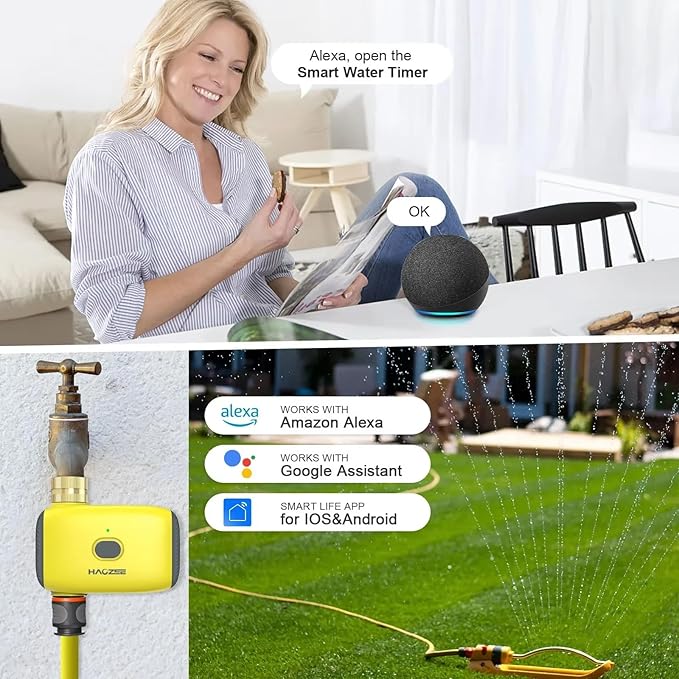 Haozee Smart Water Timer for Garden Hose, Sprinkler Timer for Watering,Requires Zigbee 3.0 Hub,Support Home Assistant Zigbee2mqtt,Automatic Irrigation Controller System for Lawns and Yard.