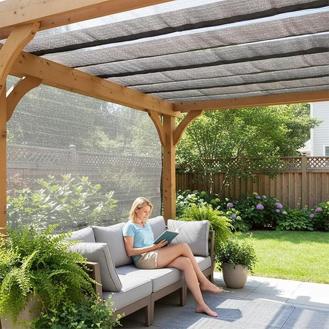 90% Shading Rate 49'x52' Gray Shade Cloth,UV Resistant Durable Mesh Tarp with Grommets&Reinforced Edges, Shade Net Using for Plants Cover, Greenhouse, Dog Kennel, Patio, Chicken House