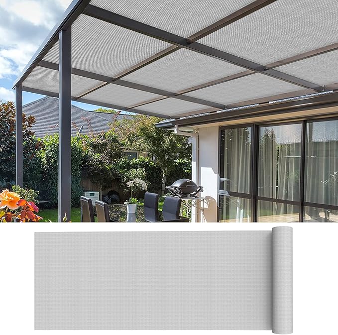 ECOOPTS 6'x279' Sun Shade Roll, Sun Shade UV Blockage Cover for Outdoor Backyard Patio Pergola Greenhouse Plants (Light Gray)