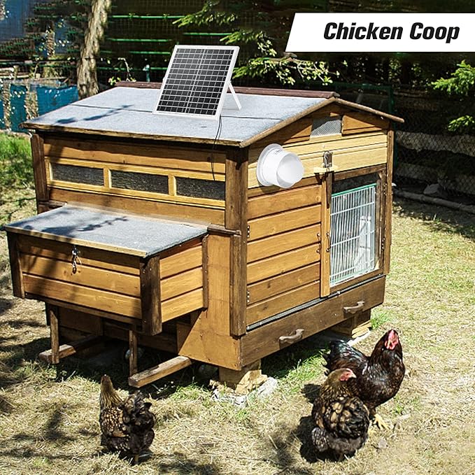 blessny Solar Powered Exhaust fan, 25W Solar Panel + 8" Ventilation Vent Fan for Outside Greenhouse, Chicken Coop, Shed, Pet House