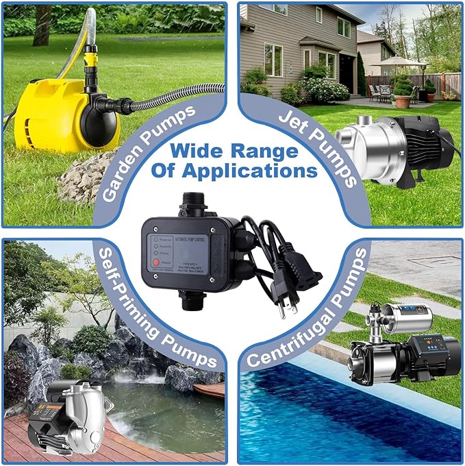 Smart Water Pump Pressure Controller - Automatic Electronic Switch, Adjustable Pressure Range 1.5-2.5bar, Easy Plug-and-Play, 110-120V, Ideal for Various Pump Types