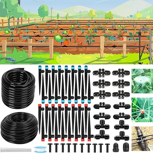 Drip Irrigation System Kit – 2026 New Quick-Connect Garden Watering System with 46FT 1/2'' Tubing Automatic Watering & Misting System for Greenhouses,Yards,Lawns,Gardens, Raised Beds