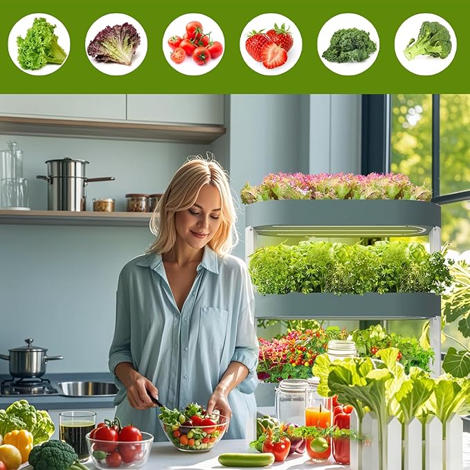 Lyfreen Hydroponics Growing System Kit, 64 Pods Indoor Herb Garden for Plants, Herbs, Vegetables, Indoor Gardening System with LED Grow, 36L Hydroponic Herb Garden for Lettuce & Fruit