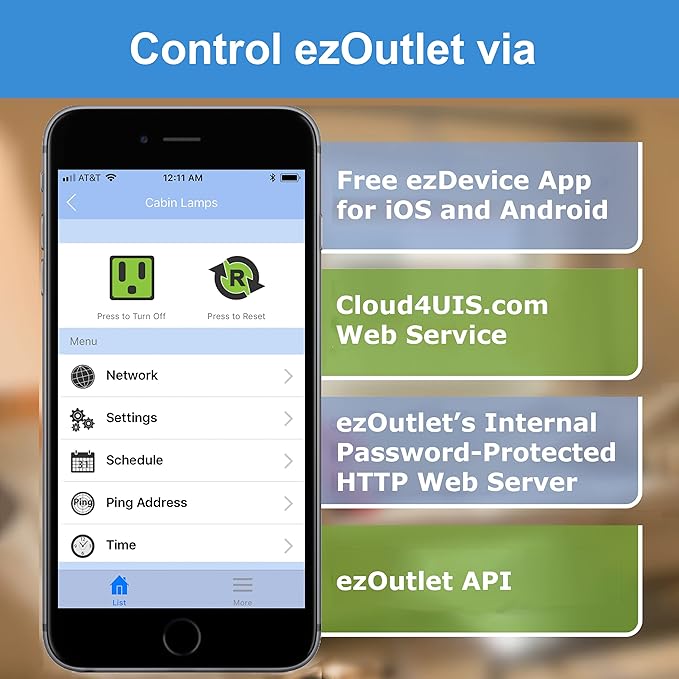 ezOutlet5 - Internet Enabled IP & Wi-Fi Remote Power Switch with Automatic Reboot - iOS | Android | Cloud | Web Controllable - Single AC Power Outlet - Model EZ-72b