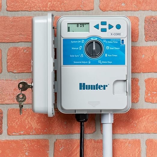 Hunter XC600 X-Core 6 Station Outdoor Sprinkler Controller, Easy Install Irrigation Timer for Lawn and Garden, Weatherproof, 3 Programs, 4 Start Times