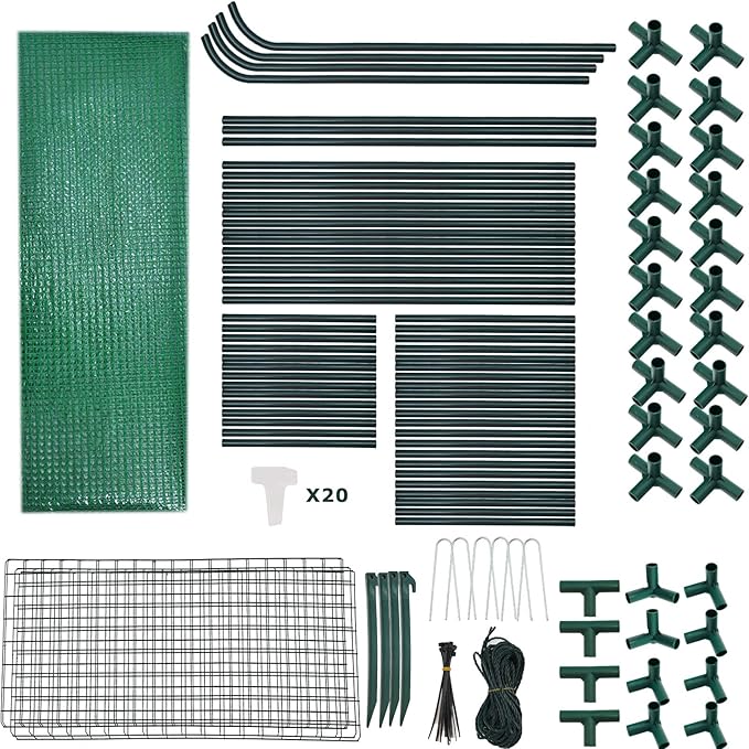 Purlyu Walk-in Greenhouse for Outdoors w/ Mesh Side Windows, 3 Tiers 6 Shelves PE Cover Green House Portable Warm House for Seedling Flowers Growing 20 Pcs T-Type Plant Tags Include (GHW001G)