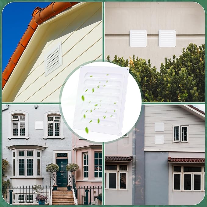 2 Pcs 6 x 6 Inch Aluminum Gable Vents Attic Vents Metal Gable Wall Shed Vent with Screw and Screen Mesh, Square Return Louver Grille for Ventilation Exterior Door House Attic Garage Ceiling