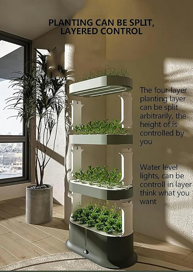 Garden Hydroponic Growing System 48 Pods Hydroponics Tower, Plant Germination Kit Aeroponics Growing Kit with Grow Light & Automatic Watering, Smart Garden Planter Aquaponics Planting System~/