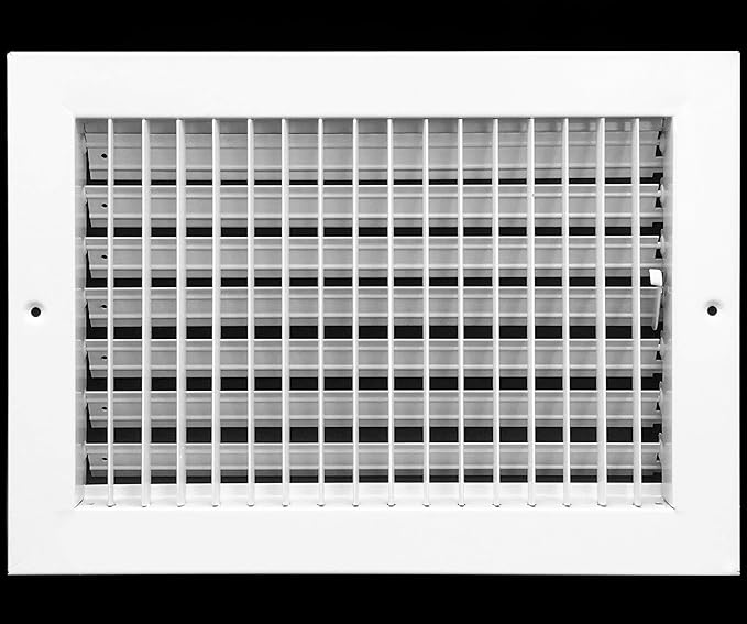 HVAC Premium 12''w X 8''h Adjustable AIR Supply Diffuser - HVAC Vent Cover Sidewall or Ceiling - Grille Register - High Airflow - White [Outer Dimensions: 13.75''w X 9.75''h]