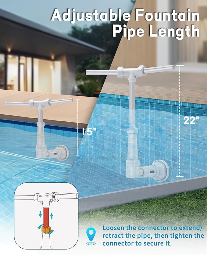 Swimming-Pool Waterfall-Fountain Water Fun Sprinkler - Dual Sprayer Multiple Spray Method, Pool Decoration Cascade Fountain for Above & In-ground Pools, Practical Pool Aerator Water Cooler Circulation