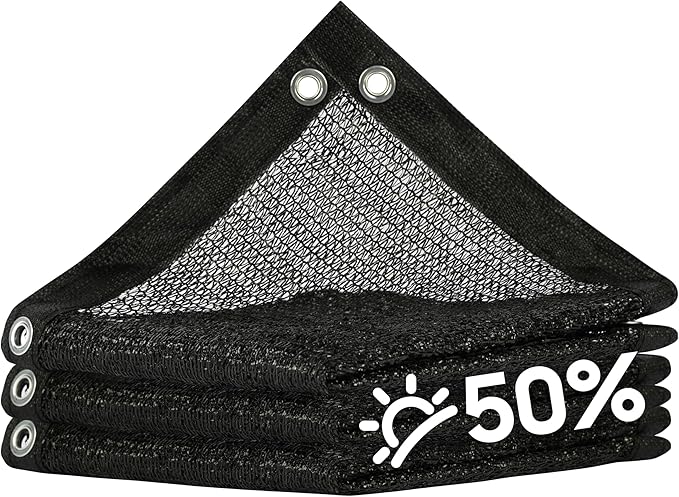 ShadeMart 50% Shade Cloth for Plant, Black 7FT x 85FT Custom Size Outdoor Shade Tarp, Shade Cover with Upgrade Grommets and Zip Ties, Netting Sunblock Net for Vegetables Flower Garden Greenhouse.