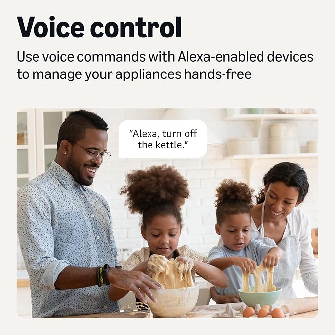 Amazon Basics Smart Plug with Timer Function, Voice Control, WiFi 2.4 GHz, APP Control, Schedule, Works with Alexa Only, No Hub Required, White
