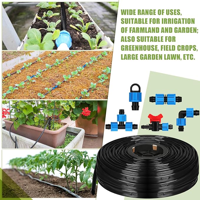 Tondiamo 1000 ft 5/8 Inch Drip Tape Irrigation Tubing Kit 16 Mil 6 Spacing Hose Garden Landscape Irrigation System Automatic Equipment for Farms