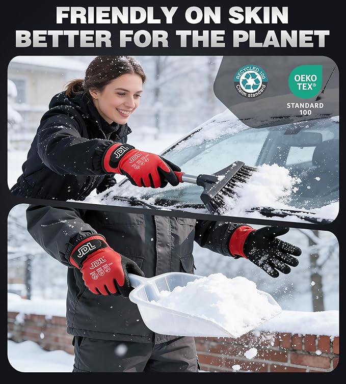 JDL 100% Waterproof Winter Work Gloves for Men & Women, Thermal Insulated Freezer Gloves for Cold Weather, Super Grip Palm