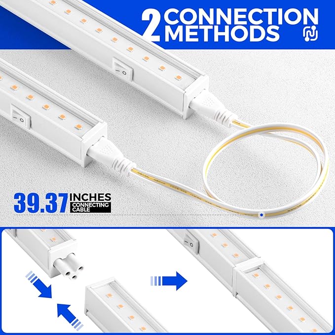 Barrina T5 Grow Lights, Full Spectrum, 2ft 80W (8 x 10W, 500W Equivalent), LED Grow Light Strip for Greenhouse, Plant Grow Shelf, Plug and Play Easy Installation, Yellow, 8-Pack