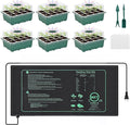 Sckee 6 Pack Seed Starter Tray with 10"x20.75" Seedling Heat Mat, Seed Starter Kit with Humidity Dome, Seed Starting Trays Plant Starter Kit and Base, Kit for Seeds Growing Starting