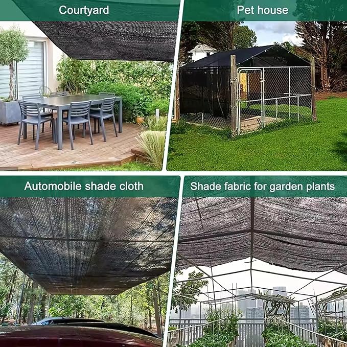 Sun Shade Cloth Mesh Tarp with Grommets Black 6x7M for Garden Greenhouse Patio Car Cover Pergola Canopy Plant Barn Kennel