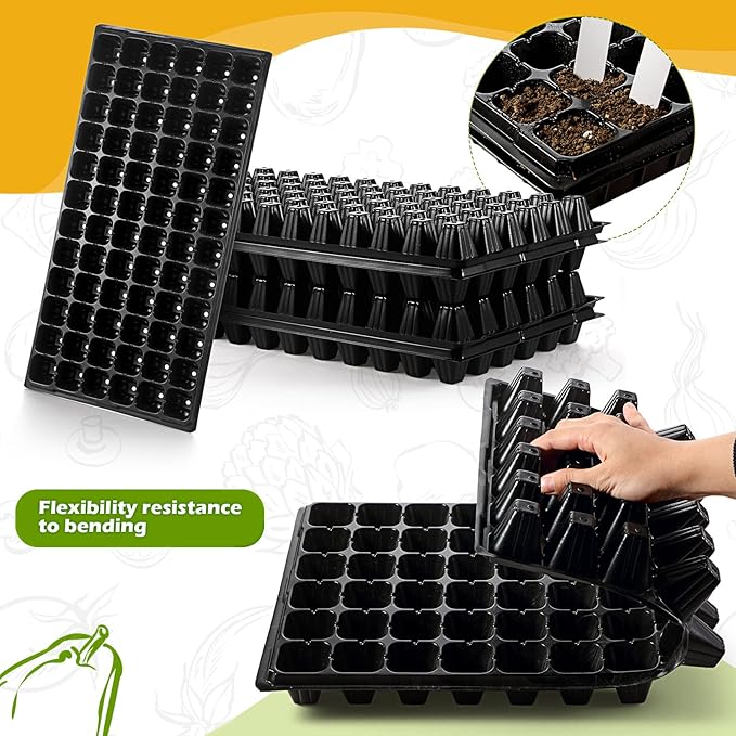 Yinder 20 Pcs Seed Starter Trays Tray Kits with Dome 72 Cells Plug Trays and 1020 Tray No Holes with 100 Pcs Tags Seed Starter Kit for Nursery Germination Plant Propagation Gardening Greenhouse