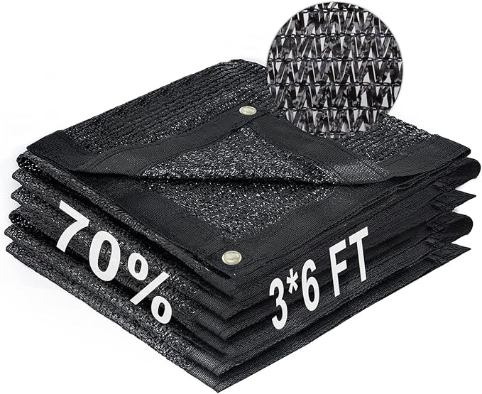 LOVE STORY 3x6FT 70% Black Shade Cloth Sun Shade Net with Grommets Sunblock Net Mesh Tarp for Garden,Plants Cover,Greenhouse and Patio