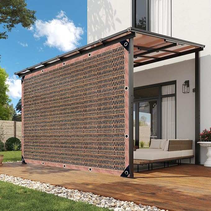 90% Sun Shade Cloth with Grommets, 10 x 12 FT Pergola Replacement Shade Cover Canopy Privacy Screen for Outdoor Patio Garden, Mocha