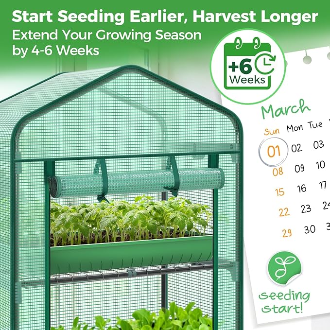 Mini Greenhouse for Indoor Outdoor: Ohuhu 23 x 19 x 75-Inch Small Plastic Plant Green House 5-Tier Rack Stand Portable Greenhouses with Durable PE Cover for Seedling, Ideal Gardening Gifts