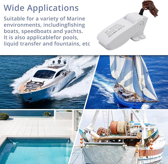 Automatic Bilge Pump Float Switch, Marine Bilge Pump Switch, Auto Float Switch for Boat, DC 12V/24V/32V Ignition Protected for Marine Electric Water Pumps