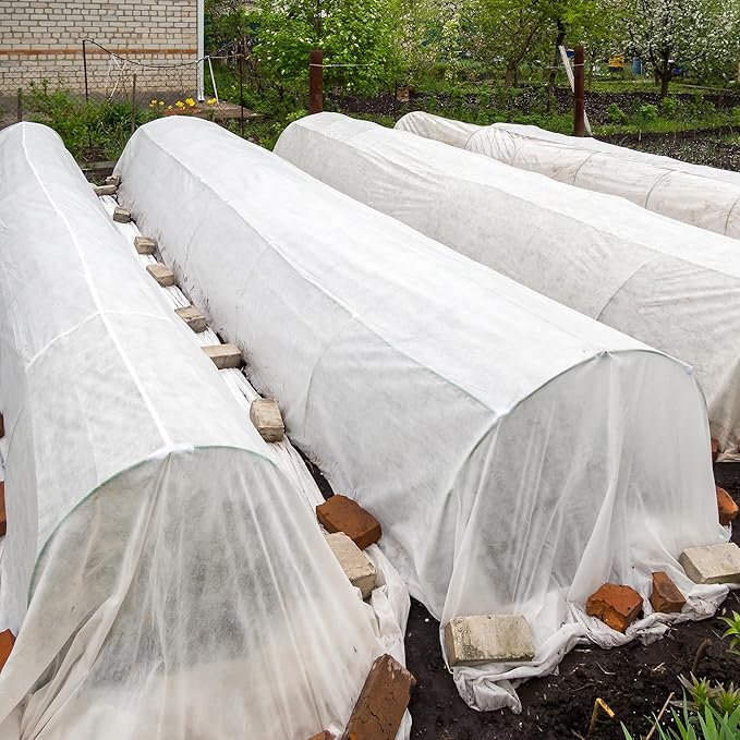DECOHS 2 Pcs Plant Sun Protection Cloth, 30 x 10 Ft Garden Plant Shade Cloth, Non-Woven White Light Refraction Sunshade Cloth for Protecting Plants Vegetable Rows from Direct Sunlight