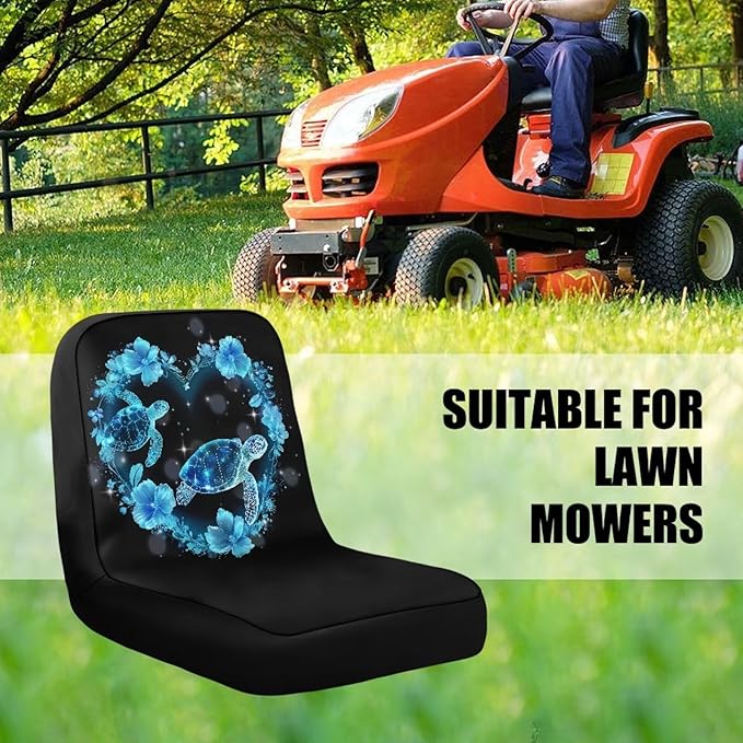 Blue Sea Turtle Riding Lawn Mower Seat Cover for Tractor Accessories, Lawnmower Parts Compatible with Kubota, Lawn Tractor Seat Cover,Mower Seat Cushion