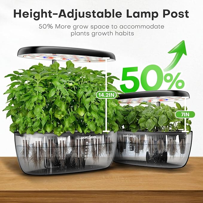 Ahopegarden Indoor Garden Hydroponics Growing System: 12 Pods Plant Germination Kit Garden Kit Growth Lamp Countertop with LED Grow Light Hydrophonic Planter Grower Harvest Vegetable Lettuce