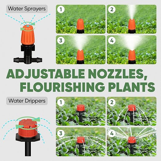 OnBrand 164FT Drip Irrigation System, Quick-Connect Garden Irrigation System Kit for Raised Flower Bed, Vegetable Garden, Pots, Automatic Garden Watering System with Tubings and Complete Accessories