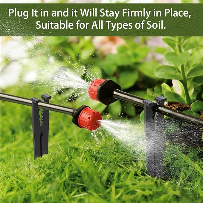 120 Pack Drip Irrigation Support Stakes, 5.68 Inch Plastic Stakes for 1/4″ Drip Tubing, Universal Hose Holders for Lawn, Vegetable Garden,Gardening,Greenhouse,Indoor/Outdoor Use