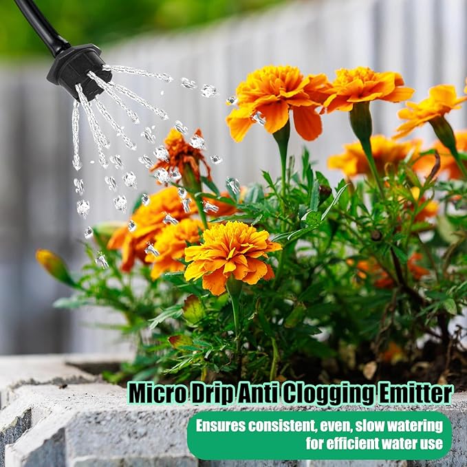 Yaocom Sprinkler Irrigation Drippers, 1/4 Inch Barbed Drip Emitter, 360 Degree Watering Adjustable Suitable Anti-Clogging Drippers for 4mm/7mm Garden Watering Tubing System(Black,400 Pcs)